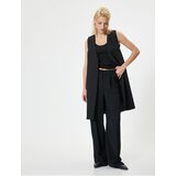 Koton V-Neck Crepe Fabric Long Vest with Side Window Details cene