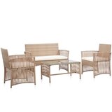 Maison Chic Seti vrtnega pohištva - Vrtna garnitura - Vrtni pohištvo set z blazinami 4-delna poli ratan bež, (21797441) | Shoptok.si