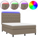  box spring s madracem LED smeđesivi 140x190 cm tkanina | shoptok.hr