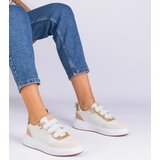 Gemre Beige women's Velcro sneakers decorated with glitter Kasabella | shoptok.hr