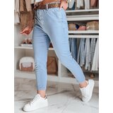 DStreet Spodnie damskie casualowe z paskiem MADELINA niebieskie | Shoptok.si