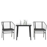 vidaXL 3-dijelni vrtni blagovaonski set s jastucima od crnog | shoptok.hr