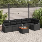 vidaXL 7-dijelni vrtni sofa set s jastučićima crni poli ratan akacija Cijene
