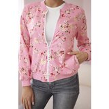 Kesi Women's floral sweatshirt with a zipper pink Cijene