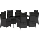 vidaXL 7-delni set vrtnarskega pohištva z blazinami Črna Poli ratan | Shoptok.si