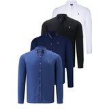 Dewberry QUAD SET G674 MENS SHIRT-BLACK-WHITE-NAVY BLUE-INDIGO Cijene