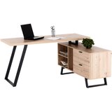 MID.YOU kotna pisalna miza kovina, leseni material črna, barve hrasta | Shoptok.si