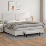 Maison Chic Box spring postelja - Vzmetna postelja z vzmetnico bela 200x200 cm umetno usnje SL8525, (21902344) | Shoptok.si