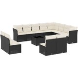  The Living Store Vrtna sedežna garnitura 13-delna z blazinami črn poli ratan - Vrtna Sedežna Garniture, (21452649) | Shoptok.si