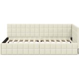  Kutni okvir kreveta s uzglavljem Krema 100 cm x 200 cm Baršun | shoptok.hr