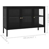  Komoda crna 105 x 35 x 70 cm od čelika i stakla | shoptok.hr