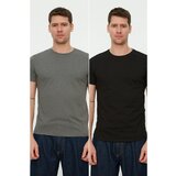 Trendyol Multicolor Men's Basic 100% Cotton 2-Pack Slim Fit Crew Neck Short Sleeved T-Shirt Cene