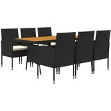  7-dijelni vrtni blagovaonski set od poliratana crni | shoptok.hr