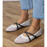 D/CEO White mesh ballet flats with decorative buckle Zerid | Shoptok.si