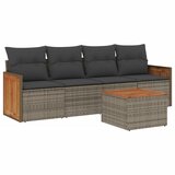 Maison Chic Seti vrtnega pohištva - Vrtna garnitura - Vrtni pohištvo set 5-delna z blazinami siv poli ratan, (21815304) | Shoptok.si