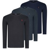 Dewberry TRIPLE SET T8588 ROUND COLLAR MEN'S SWEATSHIRT-BLACK-ANTRASİT-LACİVERT Cene
