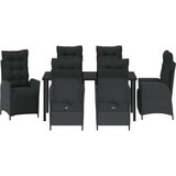vidaXL 7-delni vrtni jedilni set Črn Poli ratan | Shoptok.si
