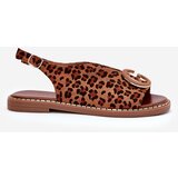 Boto Flat Sandals With Decoration Leopard Brown Haliones | Shoptok.si