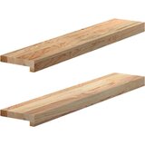 vidaXL Okenske police 2 kosa neobdelana 80x15x2 cm trdna hrastovina | Shoptok.si