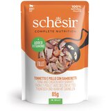 Schesir Cat Tuna in piščančji file s kozicami v želeju 85 g vrečkake Cene