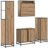 vidaXL Komplet pohištva za kopalnico s predalom 4 pcs artisan hrast | Shoptok.si