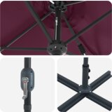  Vrtni suncobran Bordo crvena 380 x 196 x 235 cm | shoptok.hr