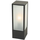 QAZQA Stoječa zunanja svetilka črna z rebrastim steklom 40 cm IP44 - Charlois Cene