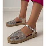 Gemre Silver perforated espadrille sandals Santos | ePonuda.com