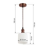 Brilagi LED luster na sajli RETRO GLASS 1xE27/60W/230V Ø 13 cm bakarna/bela | Eponuda.com