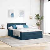  Otomanski krevet s madracem&LED tamnoplavi 140x190cm baršunasti | shoptok.hr