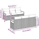  Vrtna sedežna garnitura z blazino 7 pcs Črna poli ratan, (5000145696) | Shoptok.si
