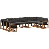vidaXL Zunanja garnitura za sedenje z blazino 10 pcs Naravna in črna, (5000280441) | Shoptok.si