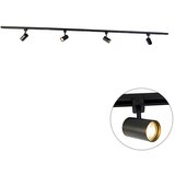 QAZQA Sodobni sistem tirnih svetil s 4 reflektorji črne barve 1-fazni - Iconic Yade Cene