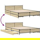vidaXL Posteljni okvir s predali sonoma hrast 135x190cm inženirski les | Shoptok.si