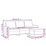  Trosjed s tabureom crni 180 cm od tkanine Crna | shoptok.hr