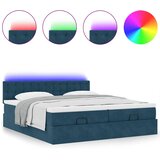  Otomanski okvir kreveta s madracima plavi 200x200cm baršunasti | shoptok.hr
