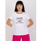 Fashion Hunters White t-shirt with an application and inscriptions Cene