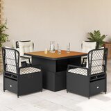  5-dijelni vrtni blagovaonski set s jastucima od poliratana crni Crna Dužina stola 110 cm | shoptok.hr