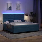  LED Box Spring Krevet Tamno plava 200 x 200 cm Baršun | shoptok.hr