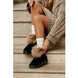  Leather Snow Boots On Platform With Fur Black Avirisa