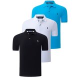 Dewberry TRIPLE SET T8561 MEN'S T-SHIRT-BLACK-WHITE-BLUE cene