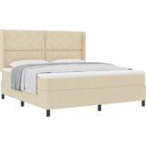 Box Spring Krevet s Madracem - Krem 180x200 cm Tkanina | shoptok.hr