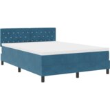 vidaXL Box Spring Krevet s Madracem & LED Tamnoplavi 140x200 cm Baršun | shoptok.hr