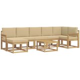  Set vanjskih sofa s jastukom 8 pcs Bijela i bež Poliester | Eponuda.com