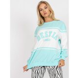 Fashion Hunters Light blue sweatshirt without a hood in a loose fit Cene