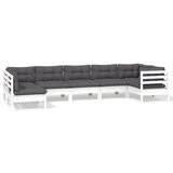 Maison Chic Seti vrtnega pohištva - Vrtna garnitura - Vrtni pohištvo set 7-delna z blazinami bela borovina, (21805054) | Shoptok.si