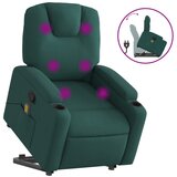  The Living Store Masažni naslanjač s funkcijo vstajanja temno zeleno blago - Dvižni Masažni Naslanjač, (21447354) | Shoptok.si