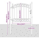  Vrata za ogradu EMMEN s lučnim vrhom čelik 100x86 cm crna | shoptok.hr