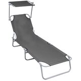 The Living Store Zložljiv ležalnik s streho siv aluminij - Ležalnik, (21483436) | Shoptok.si