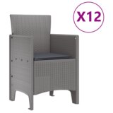 vidaXL 13-delna vrtna jedilna garnitura s blazinami svetlo sivi poli ratan | Shoptok.si